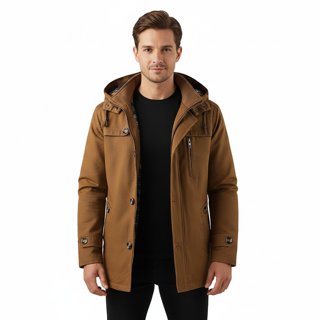 Ricardo Herren Winterjacke – Slim Fit Mantel mit Kapuze, Praktischen Taschen & Modernem Finish