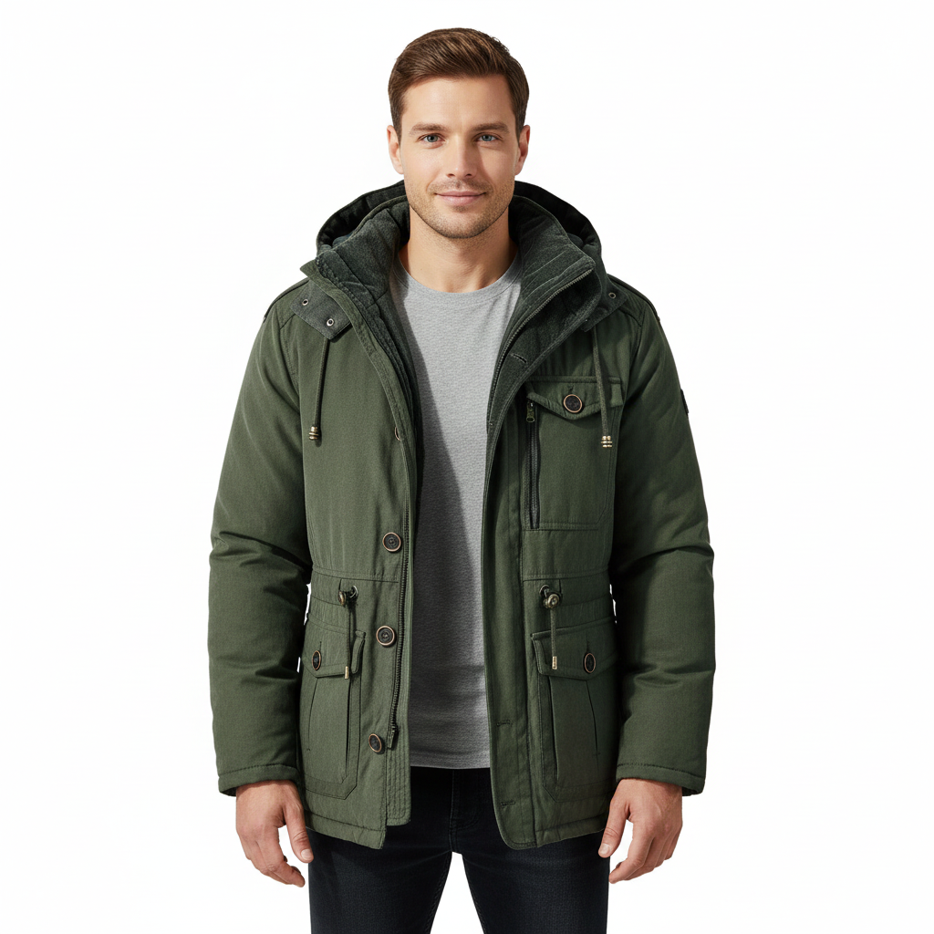 Ivan Herren Winterparka – Militärstil Kapuzenjacke mit großen Taschen