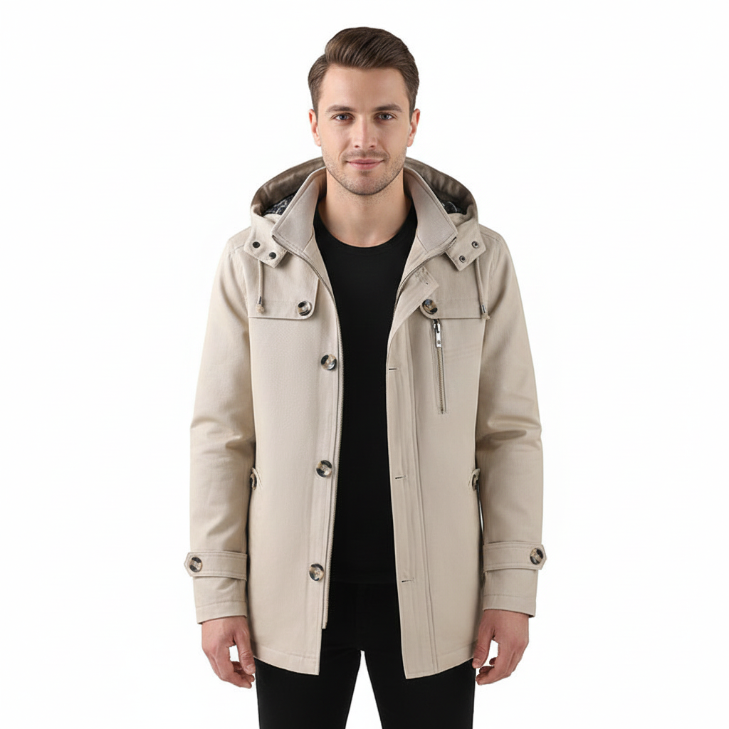 Ricardo Herren Winterjacke – Slim Fit Mantel mit Kapuze, Praktischen Taschen & Modernem Finish