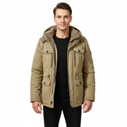 Ivan Parka Hiver Męska – Kurtka z Kapturem w Stylu Militarnym z Dużymi Kieszeniami
