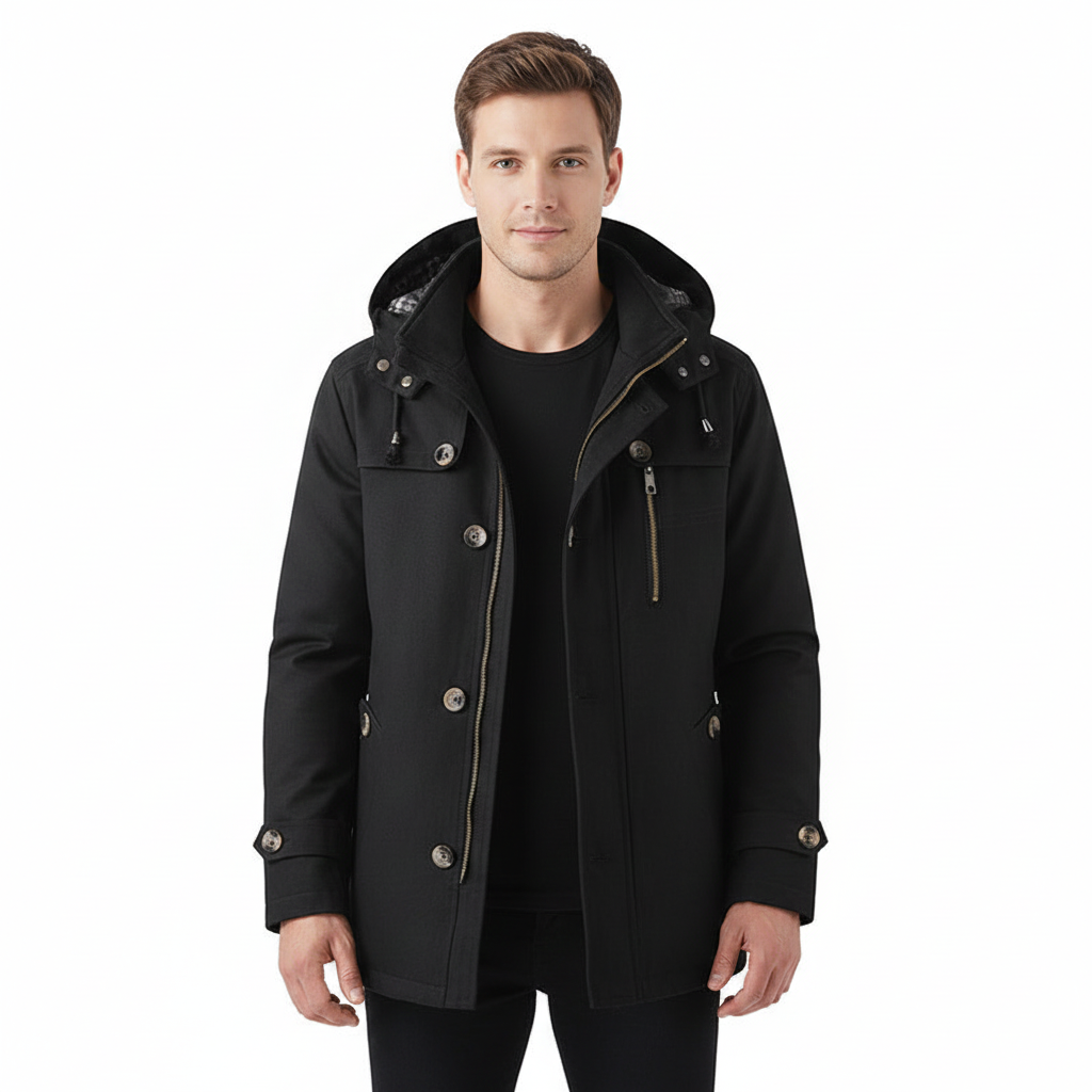 Ricardo Herren Winterjacke – Slim Fit Mantel mit Kapuze, Praktischen Taschen & Modernem Finish