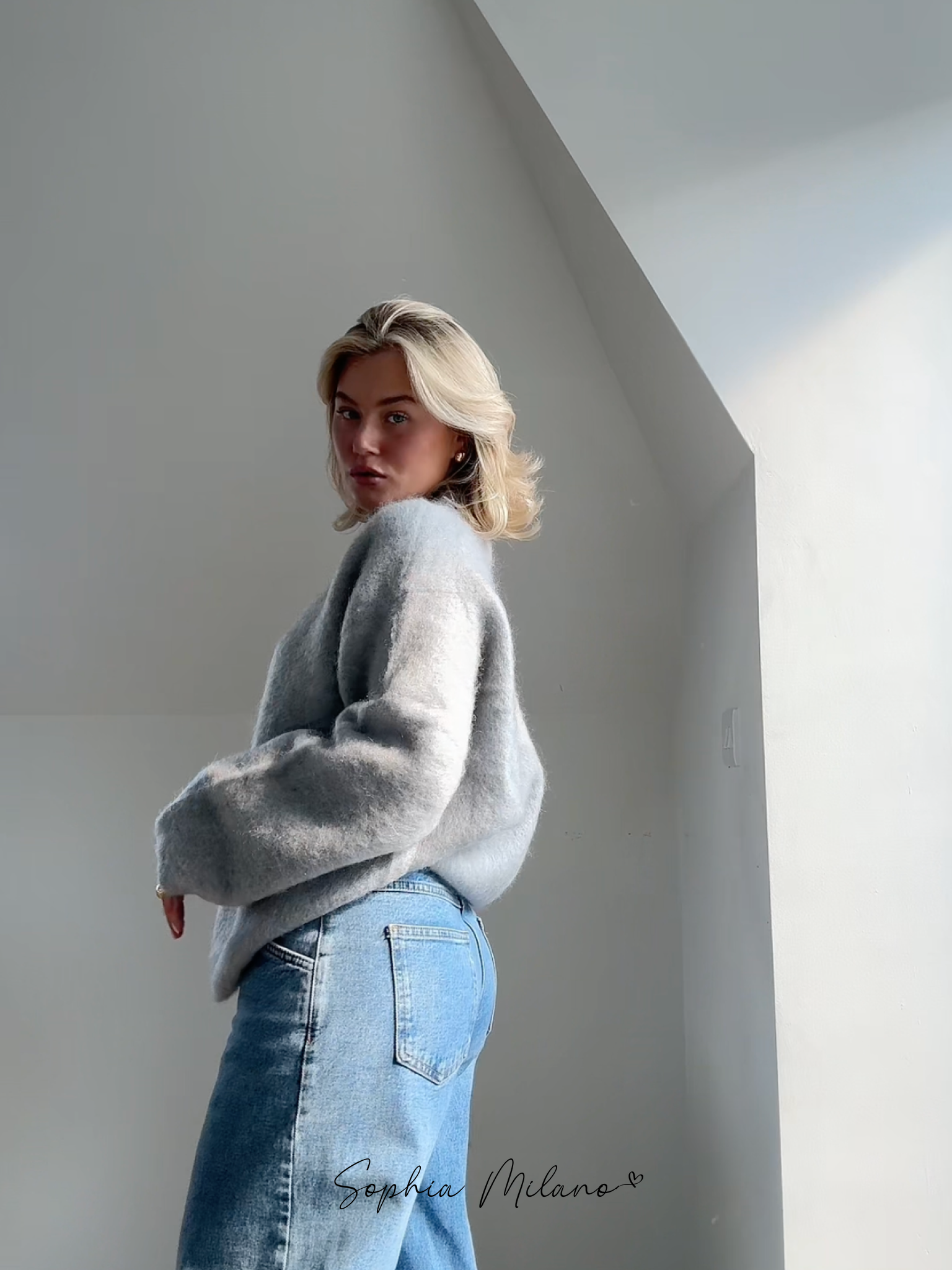 Donna Pull Oversize Femme – Sweat Crewneck Doux en Mohair Mix avec Coupe Confortable