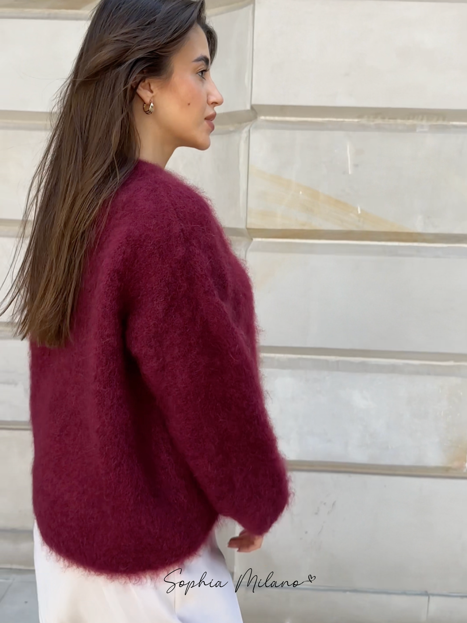 Donna Pull Oversize Femme – Sweat Crewneck Doux en Mohair Mix avec Coupe Confortable