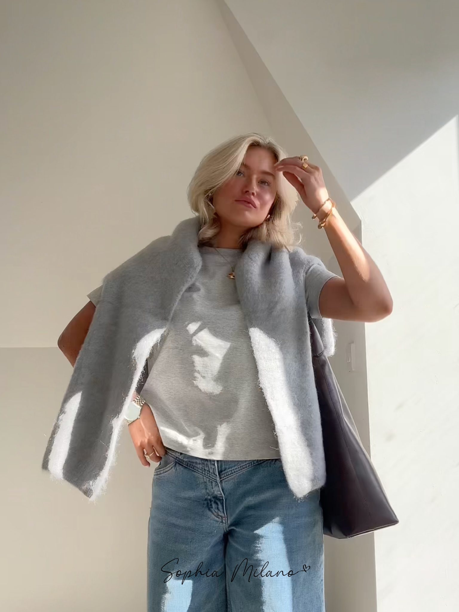 Donna Pull Oversize Femme – Sweat Crewneck Doux en Mohair Mix avec Coupe Confortable