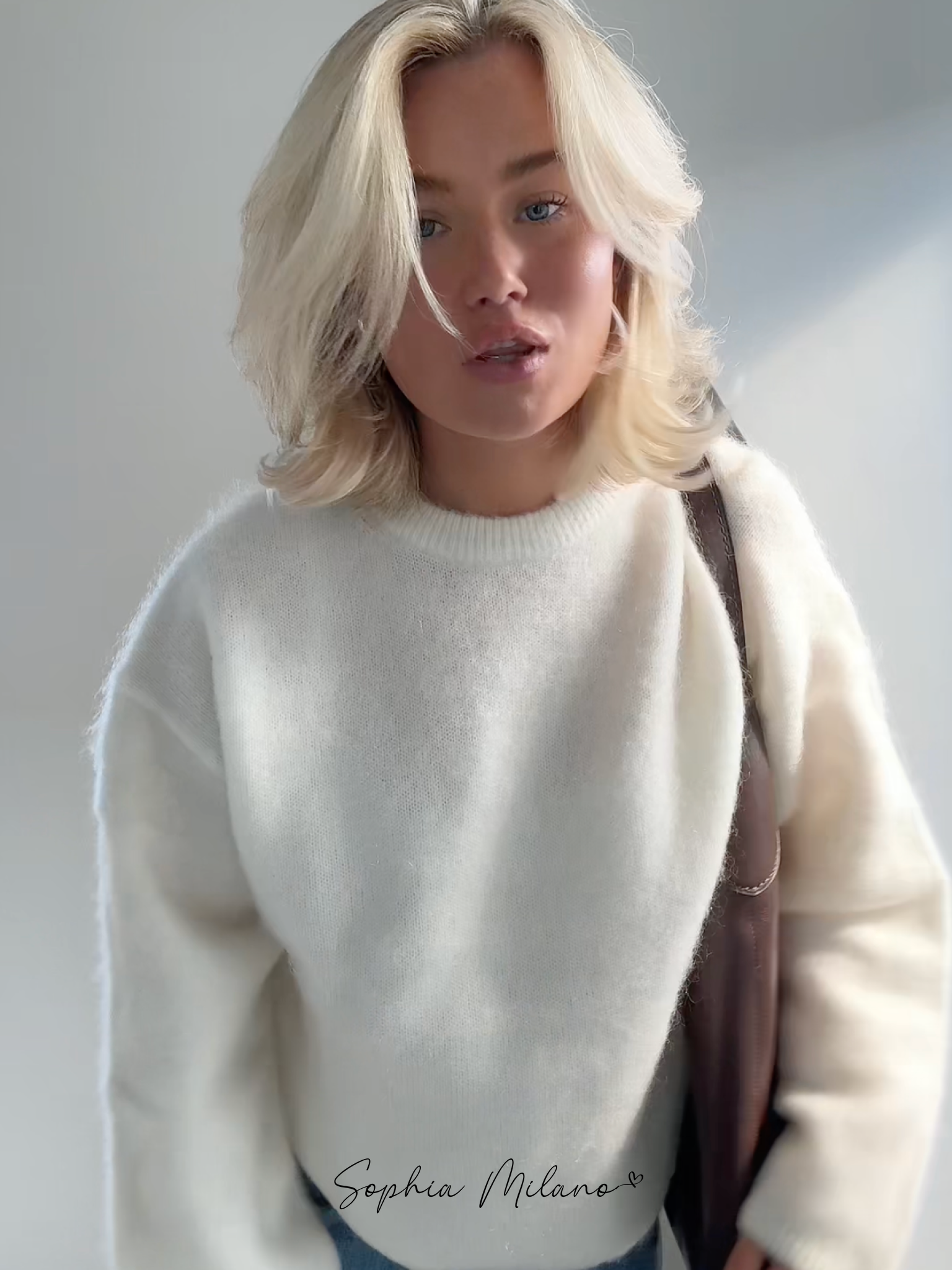 Donna Pull Oversize Femme – Sweat Crewneck Doux en Mohair Mix avec Coupe Confortable