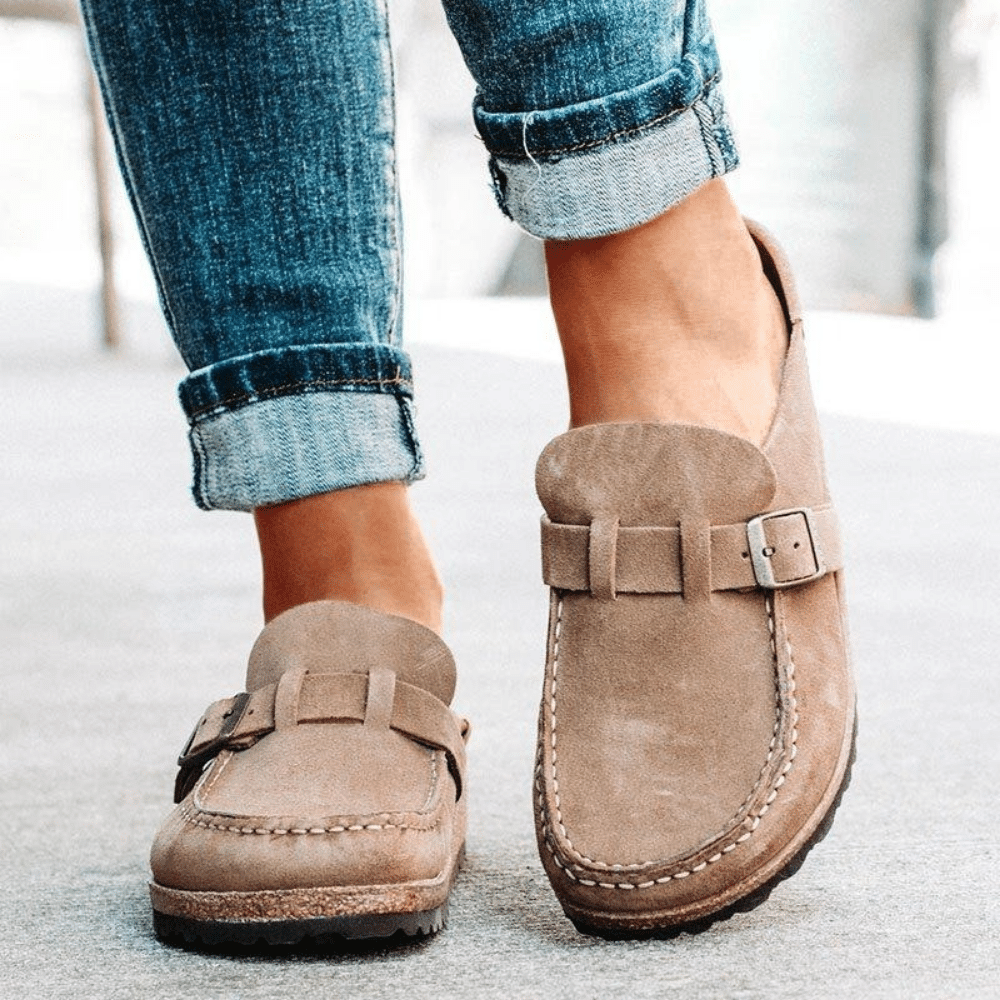 Georgia Sabots Damen Komfort – Ergonomische Mules mit Schnallenriemen für lässigen Stil