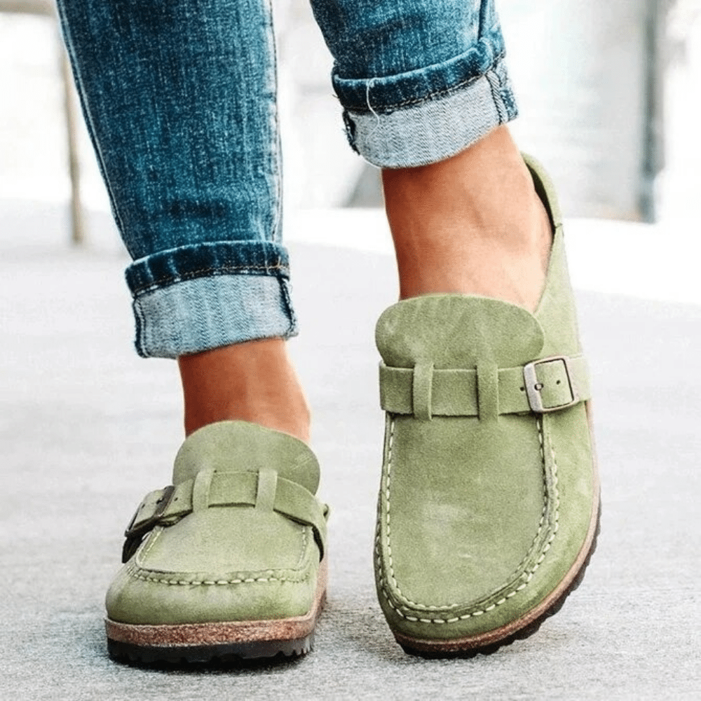 Georgia Sabots Damen Komfort – Ergonomische Mules mit Schnallenriemen für lässigen Stil