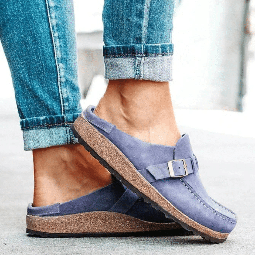Georgia Sabots Damen Komfort – Ergonomische Mules mit Schnallenriemen für lässigen Stil