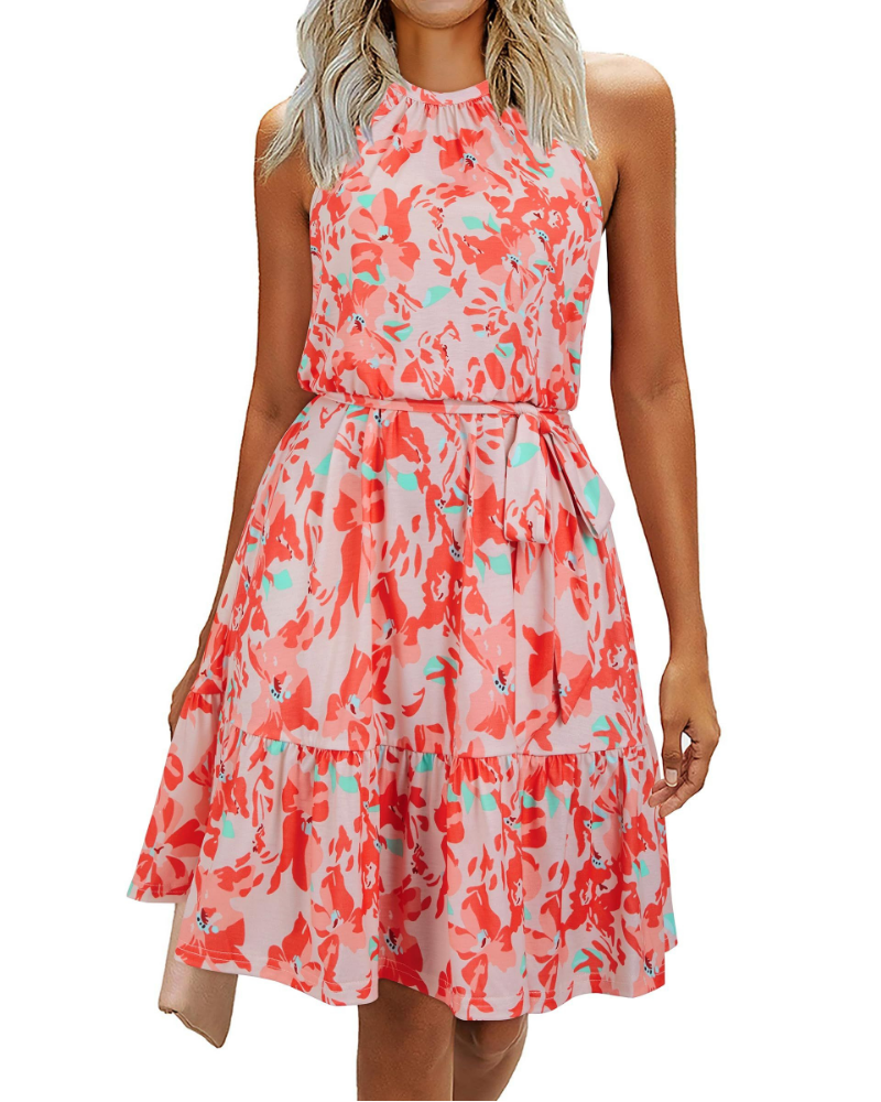 Φόρεμα Zinnia Robe Halter Γυναικείο – Αέρινο Φόρεμα Χωρίς Μανίκια με Ζώνη