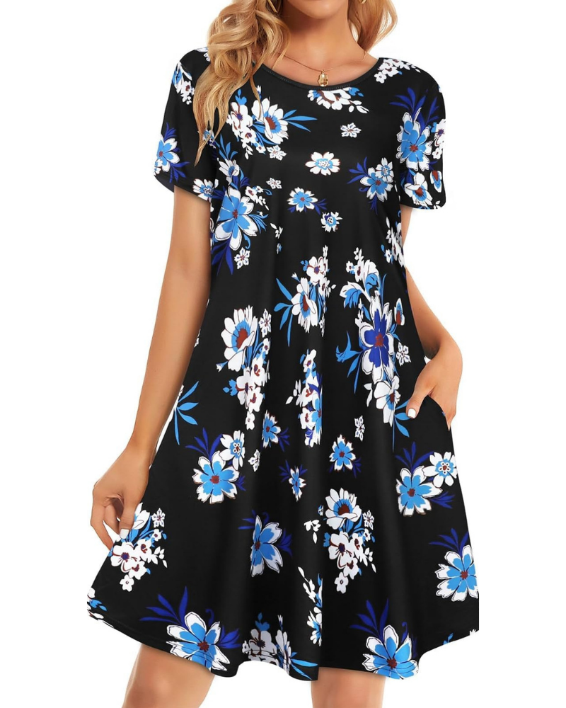 Lucinda Robe T-Shirt Femme – Robe Courte Fluide avec Poches