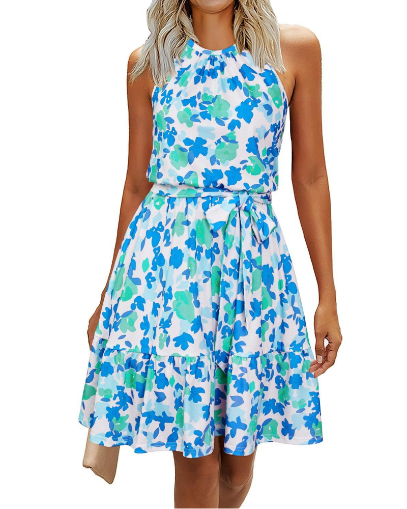 Φόρεμα Zinnia Robe Halter Γυναικείο – Αέρινο Φόρεμα Χωρίς Μανίκια με Ζώνη