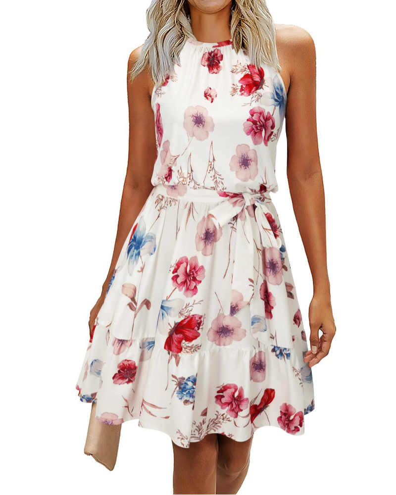 Φόρεμα Zinnia Robe Halter Γυναικείο – Αέρινο Φόρεμα Χωρίς Μανίκια με Ζώνη