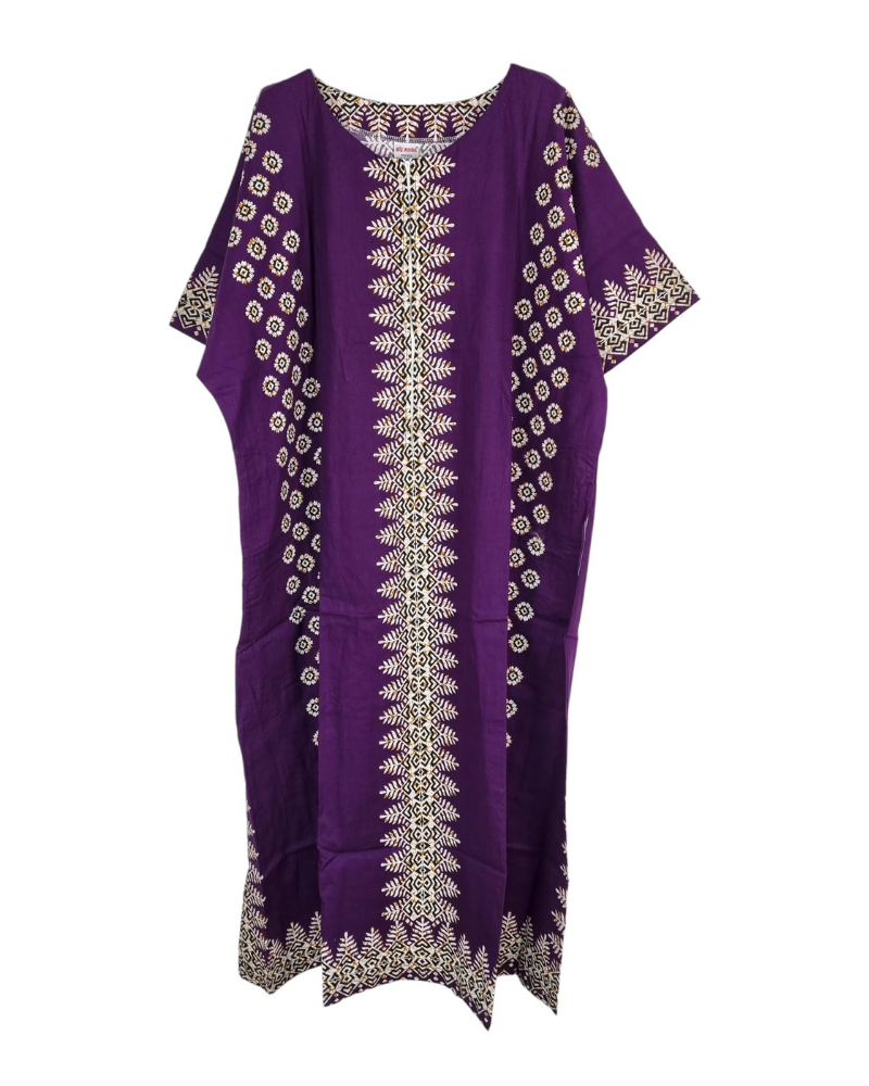 Amara africký kaftan pro ženy – bavlněné šaty s potiskem a kapsami