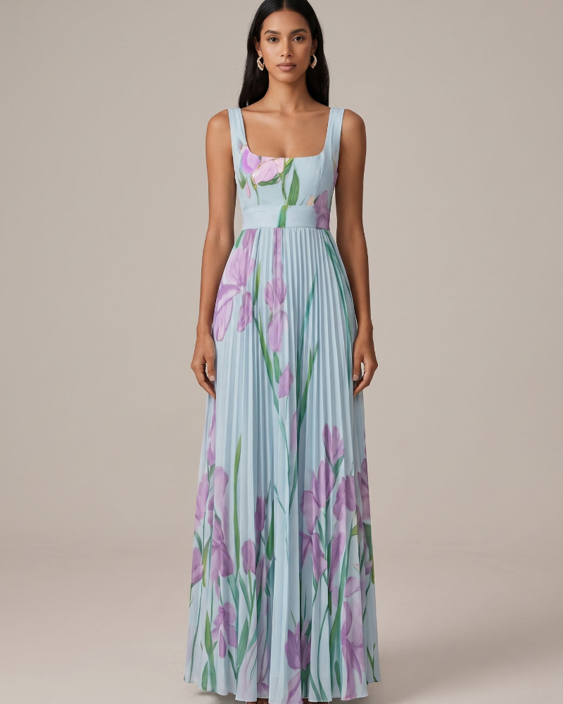 Wren Robe Maxi Fleurie Femme – Robe Longue Plissée Imprimé Floral Élégant et Fluide