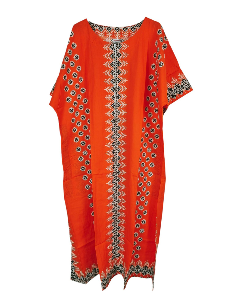Amara africký kaftan pro ženy – bavlněné šaty s potiskem a kapsami