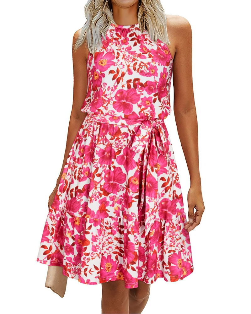 Φόρεμα Zinnia Robe Halter Γυναικείο – Αέρινο Φόρεμα Χωρίς Μανίκια με Ζώνη