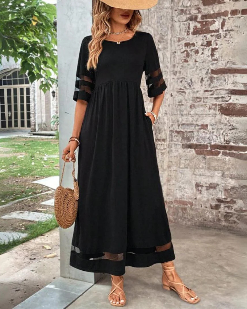 Midi šaty Emery pre ženy – šaty s vysokým pásom, ľahká tkanina, elegantné a pohodlné