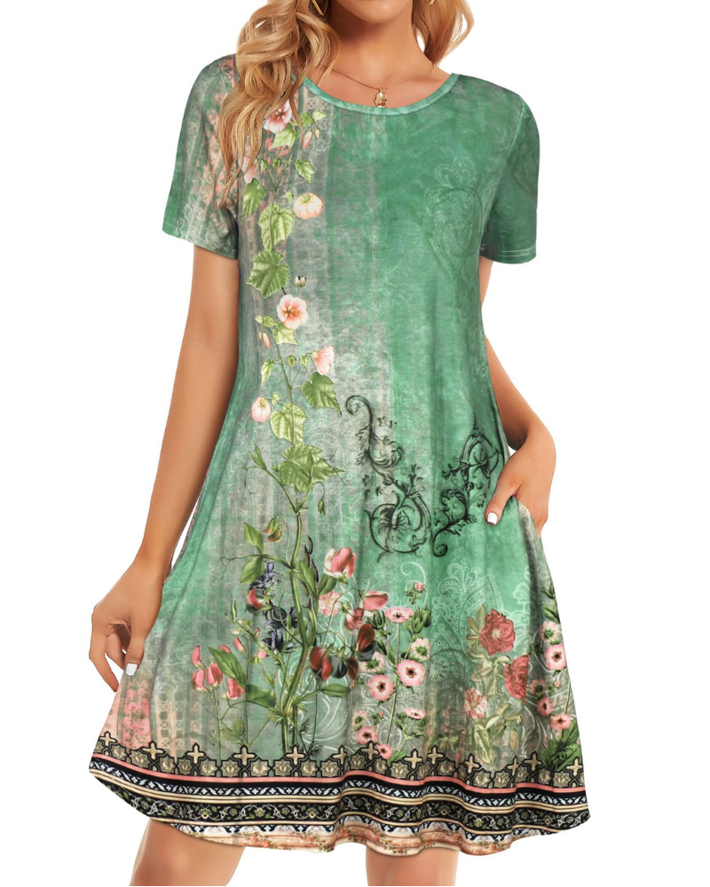 Lucinda Robe T-Shirt Femme – Robe Courte Fluide avec Poches