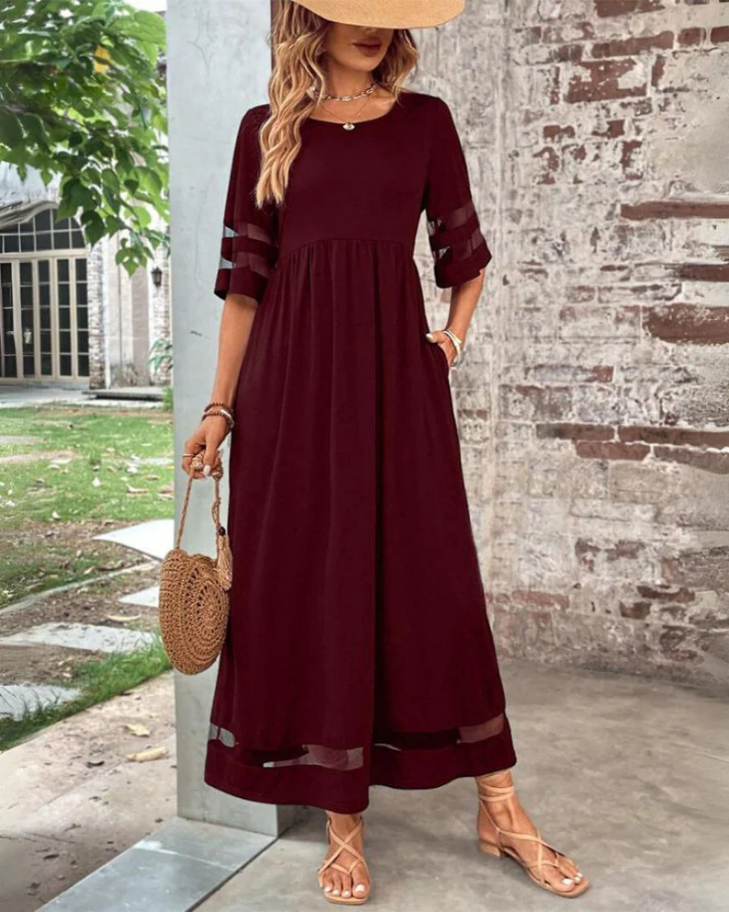 Midi šaty Emery pre ženy – šaty s vysokým pásom, ľahká tkanina, elegantné a pohodlné