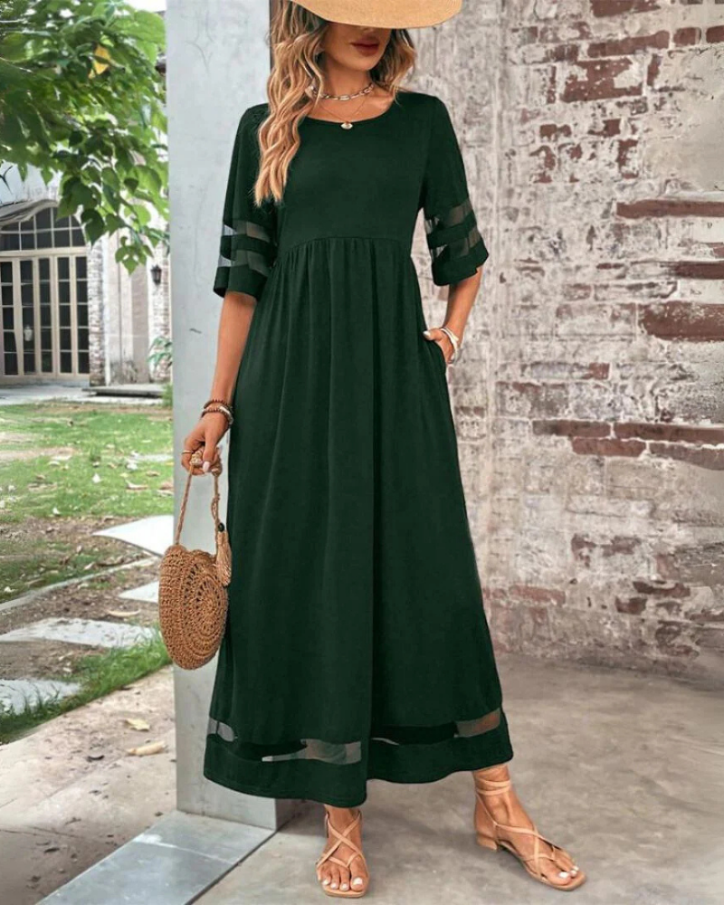 Midi šaty Emery pre ženy – šaty s vysokým pásom, ľahká tkanina, elegantné a pohodlné