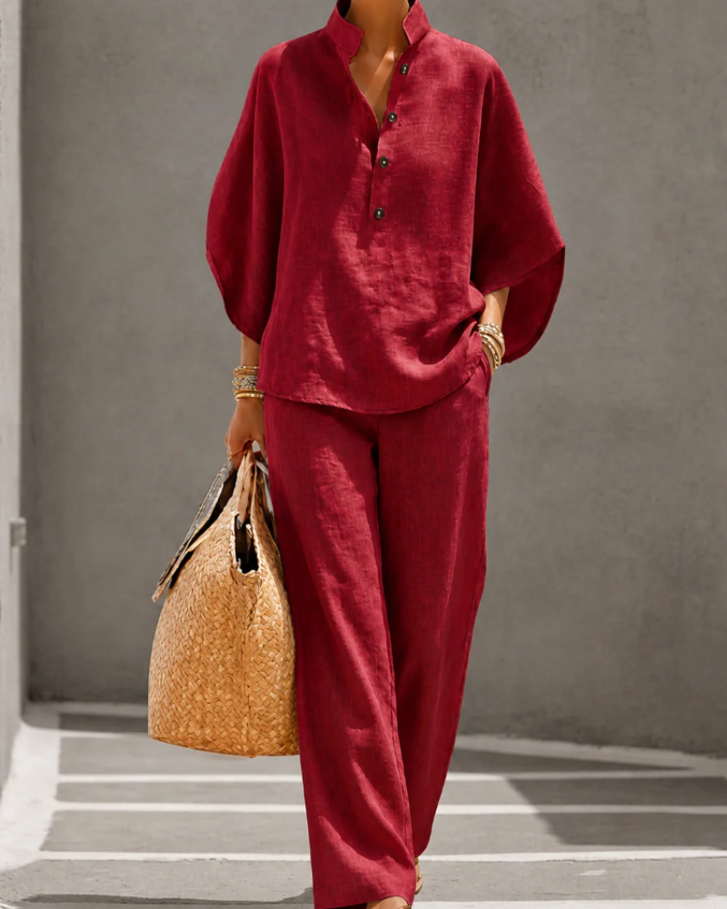 Rowan Ensemble Palazzo Femme – Ensemble 2 Pièces Chemise & Pantalon Large Taille Haute