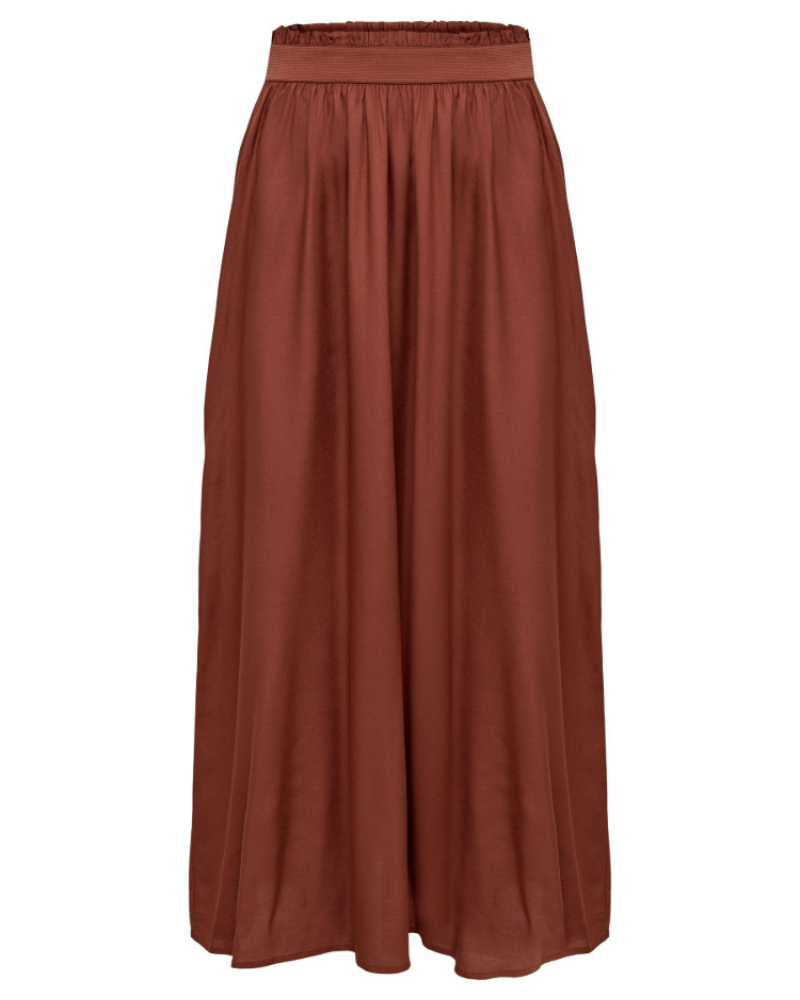 Isla Jupe Maxi Dame – Lang Plisseret Nederdel i Blød Viskose med Elegant Stil