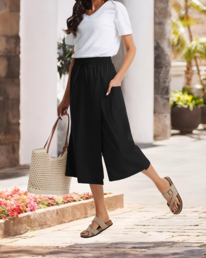 Madison Capri-Hose für Damen – leichte, hoch taillierte Pantacourt mit Taschen