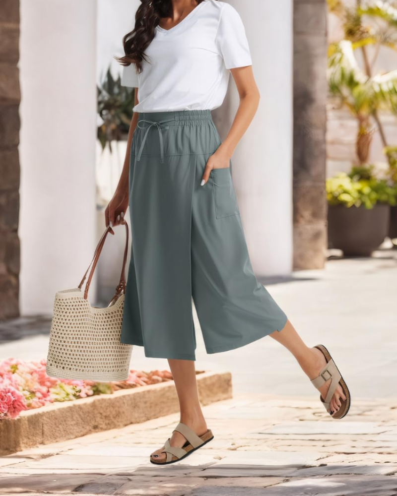 Madison Capri-Hose für Damen – leichte, hoch taillierte Pantacourt mit Taschen