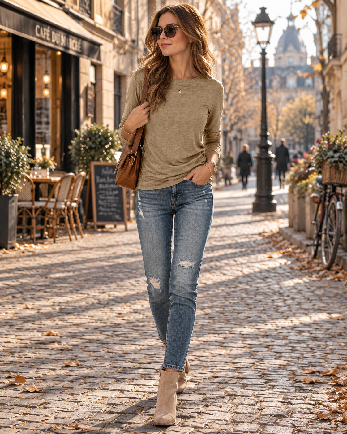 Lucinda Women's Long-Sleeve Top – Crew Neck, Fitted Cut & Stretch Fabric