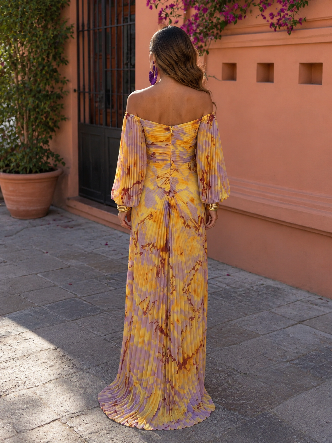 Rochie maxi Liliana pentru femei – imprimeu floral, decolteu adânc și fantă laterală