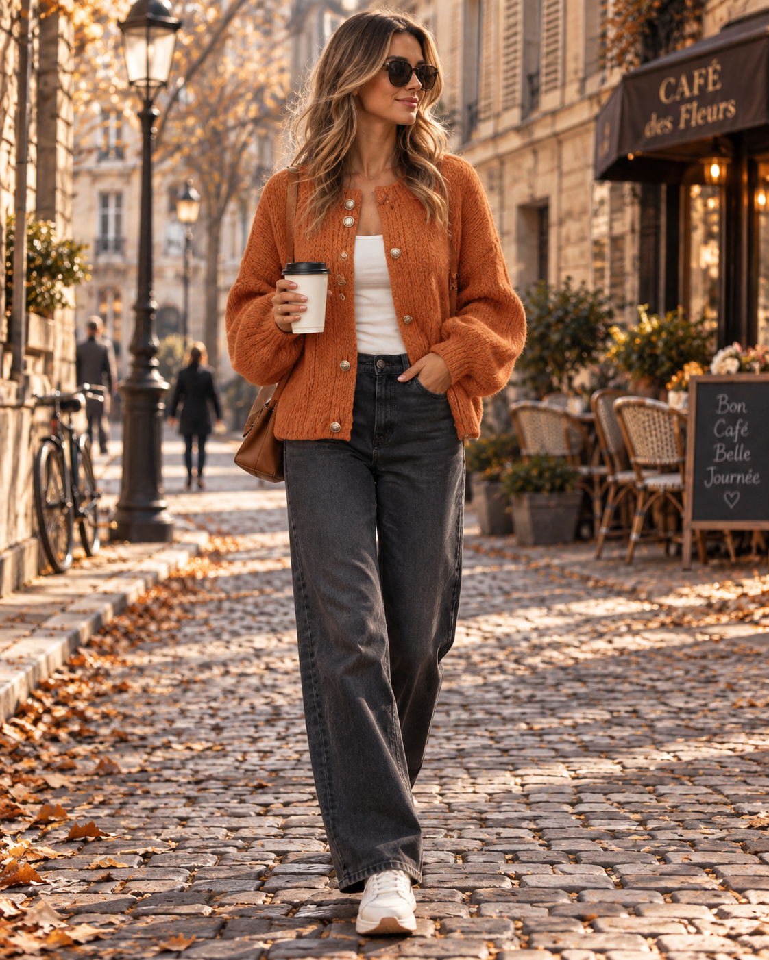 Thia Cardigan Oversize Femme – Maille Épaisse, Boutons Métalliques & Manches Longues