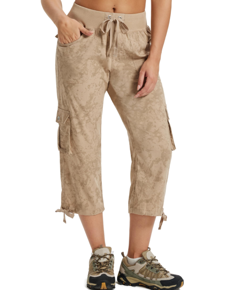 Pantalón cargo capri de mujer Maribel 3/4: ligero, transpirable, de secado rápido y con 6 bolsillos