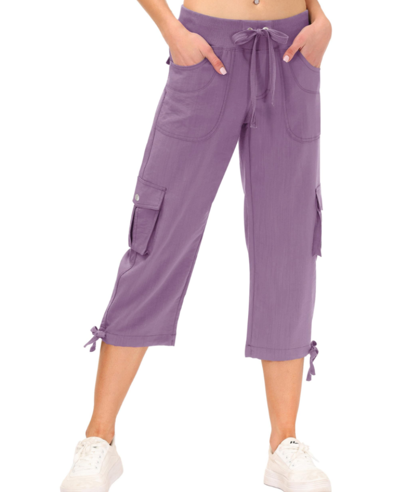 Pantalón cargo capri de mujer Maribel 3/4: ligero, transpirable, de secado rápido y con 6 bolsillos