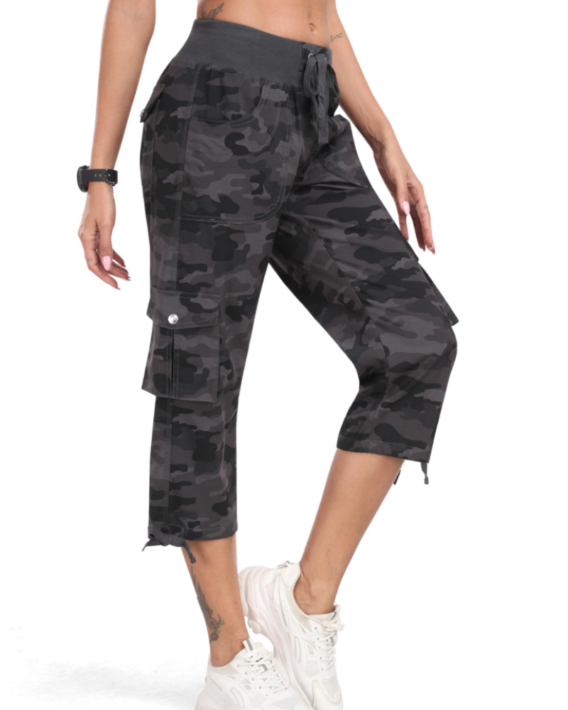 Pantalón cargo capri de mujer Maribel 3/4: ligero, transpirable, de secado rápido y con 6 bolsillos