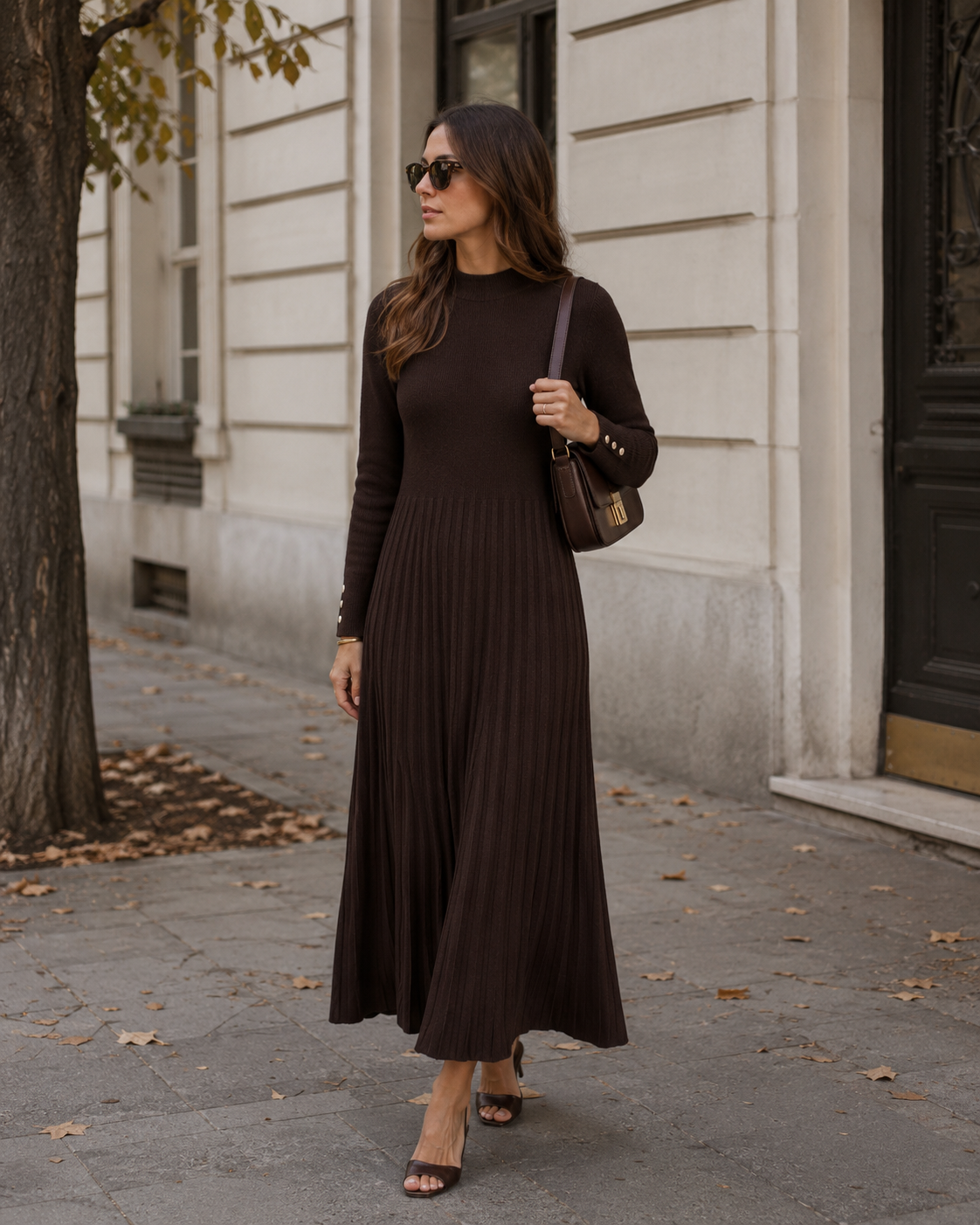 Maeve Robe Plissée Femme – Haut Ajusté, Jupe Fluide & Silhouette Élégante
