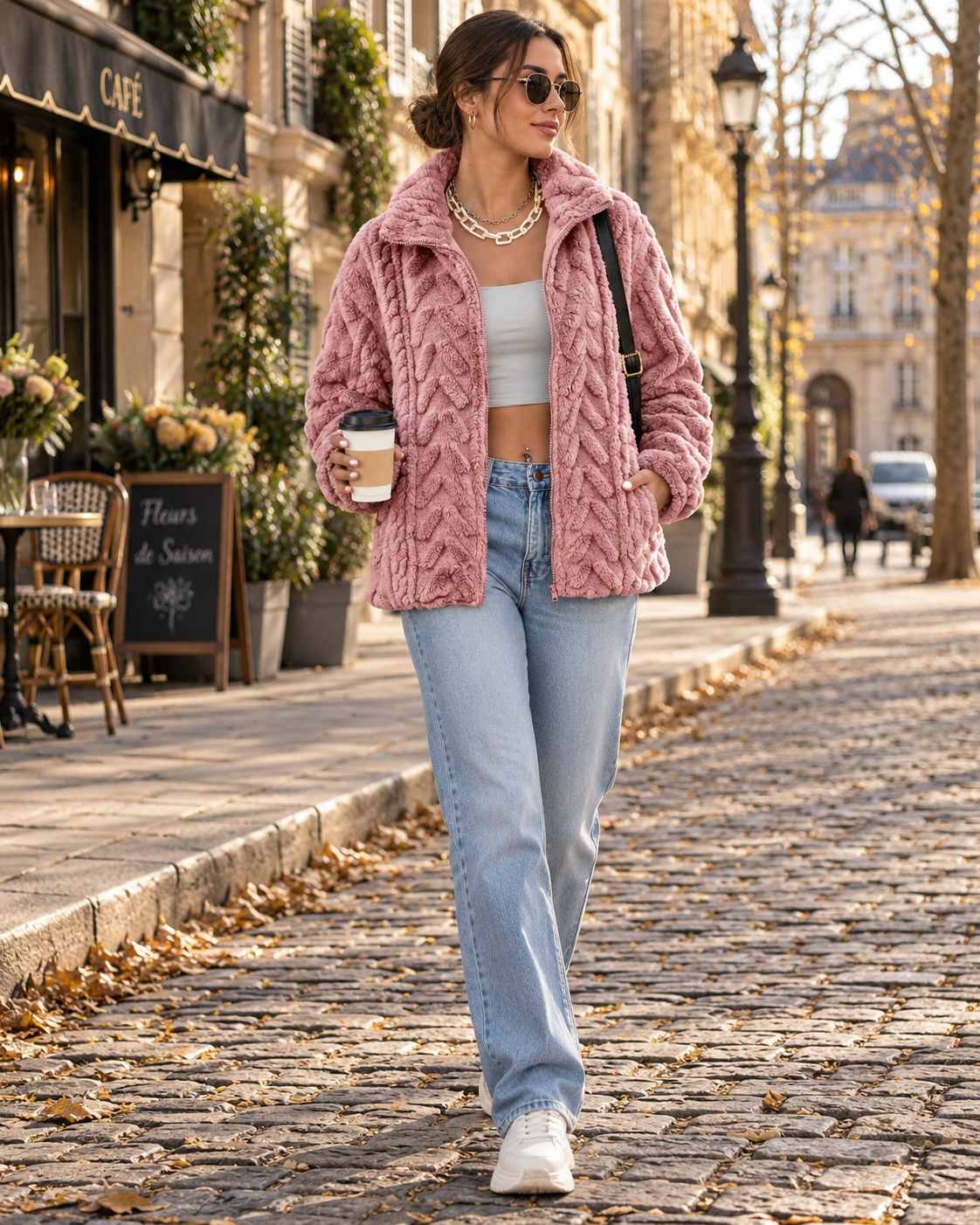 Dámská fleecová bunda Olive – oversized střih, stojáček, celorozepínací zip a kapsy