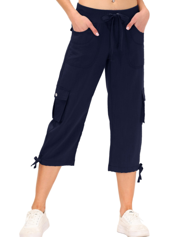 Pantalón cargo capri de mujer Maribel 3/4: ligero, transpirable, de secado rápido y con 6 bolsillos