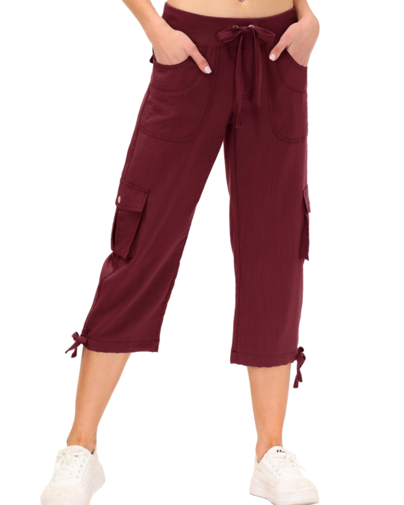 Pantalón cargo capri de mujer Maribel 3/4: ligero, transpirable, de secado rápido y con 6 bolsillos