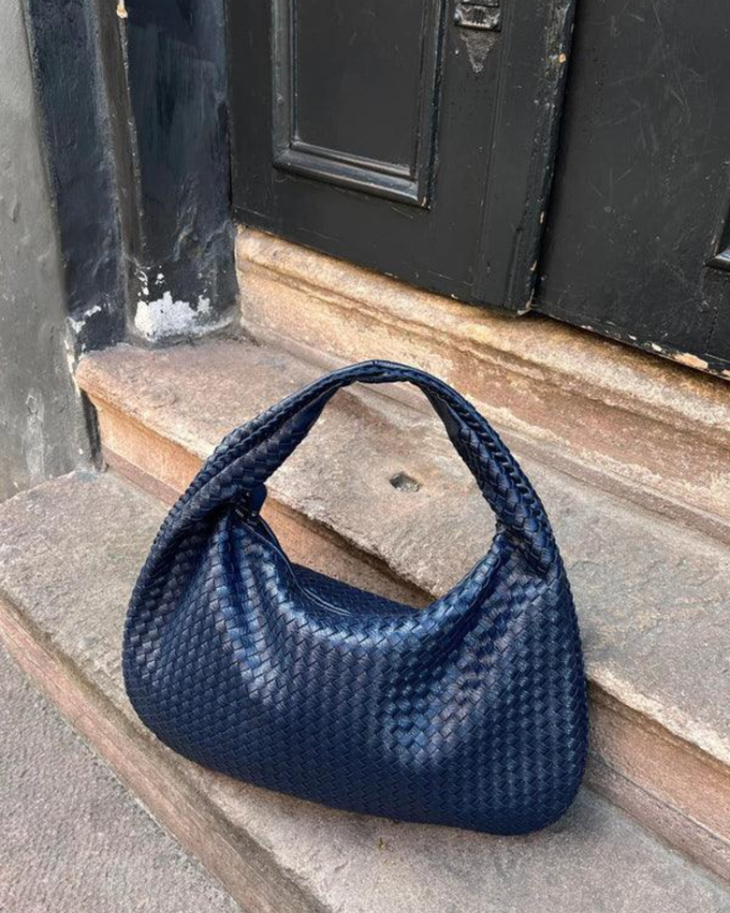 Rowena Damen-Handtasche – Geflochtene Umhängetasche aus veganem Leder mit Reißverschlussfächern