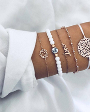 Élise Set de Bracelets Femme – Ensemble Bohème Multicouche avec Perles, Lotus & Arbre de Vie