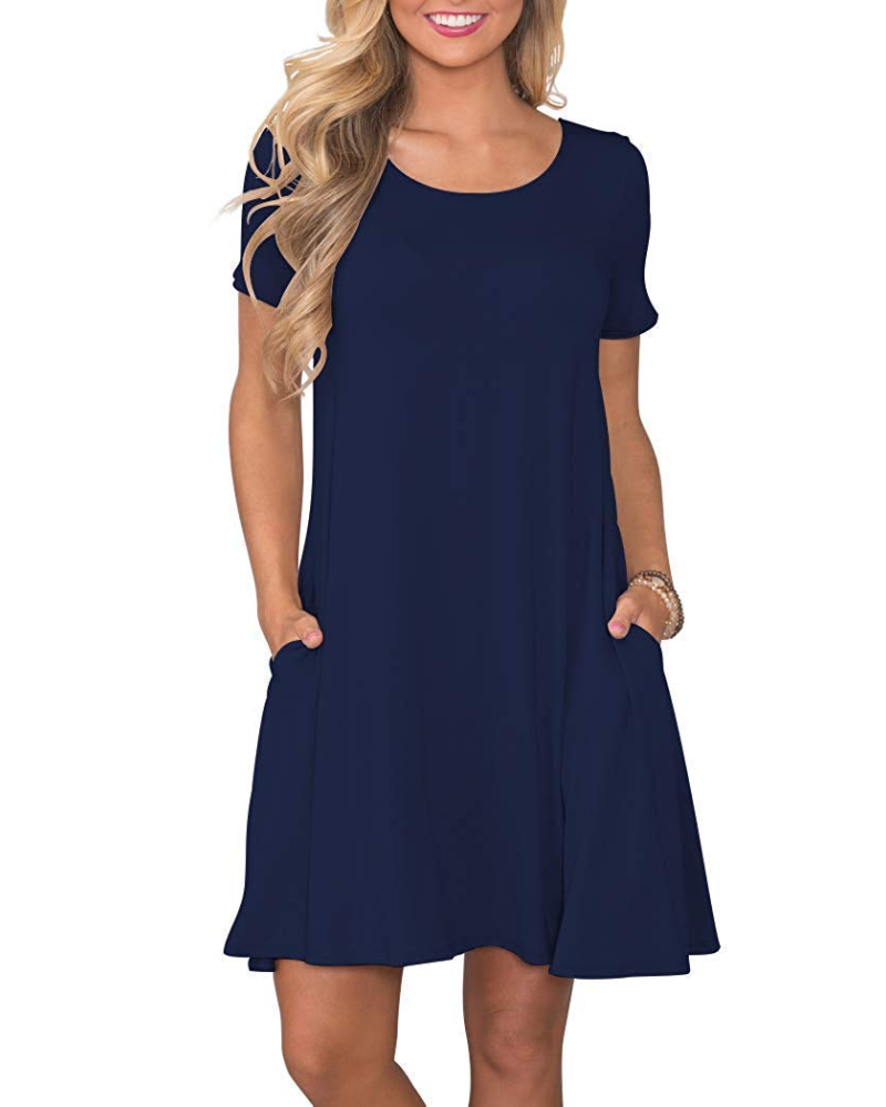 Mabel Robe T-Shirt Femme Été – Col Rond Manches Courtes & Poches