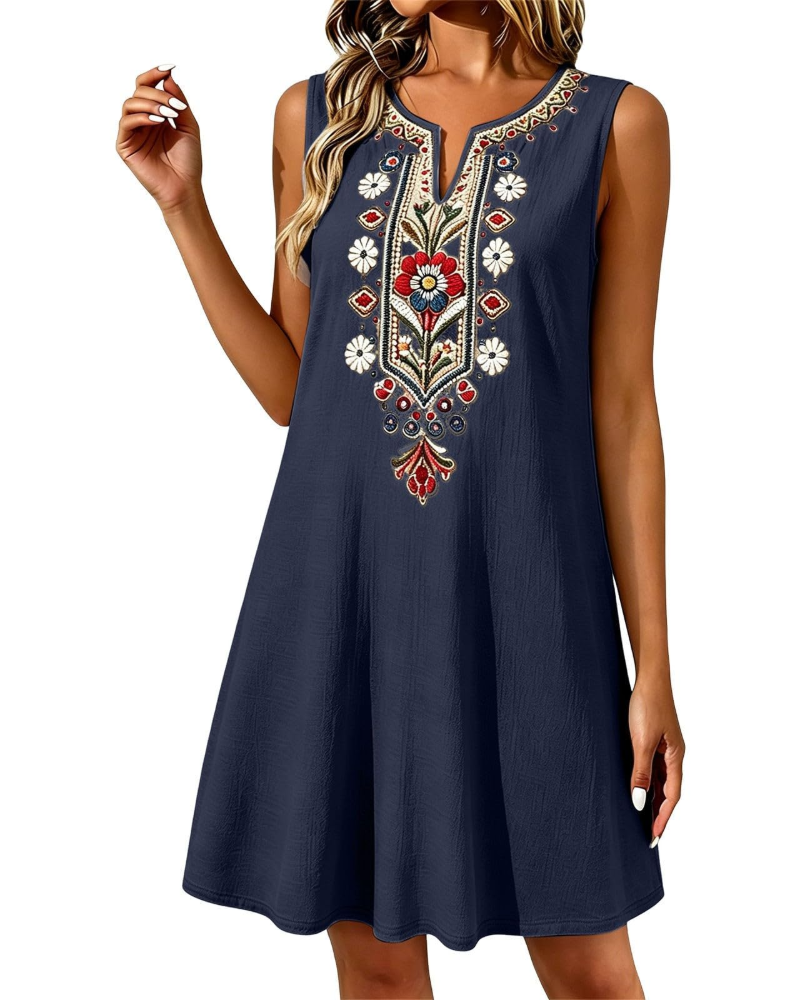 Vestido Longo Feminino de Verão Rachel – Linho Algodão Sem Mangas e com Bolsos