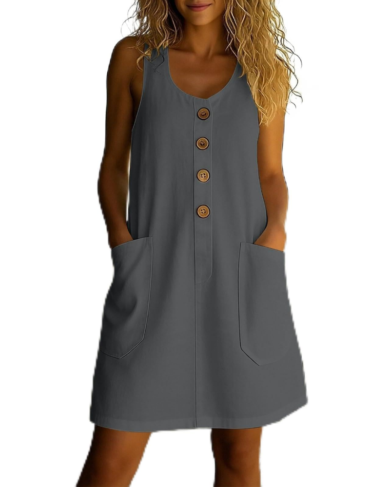 Vestido de Verão Emily para Mulher – Algodão, Decote Redondo, Sem Mangas, Corte A-Line