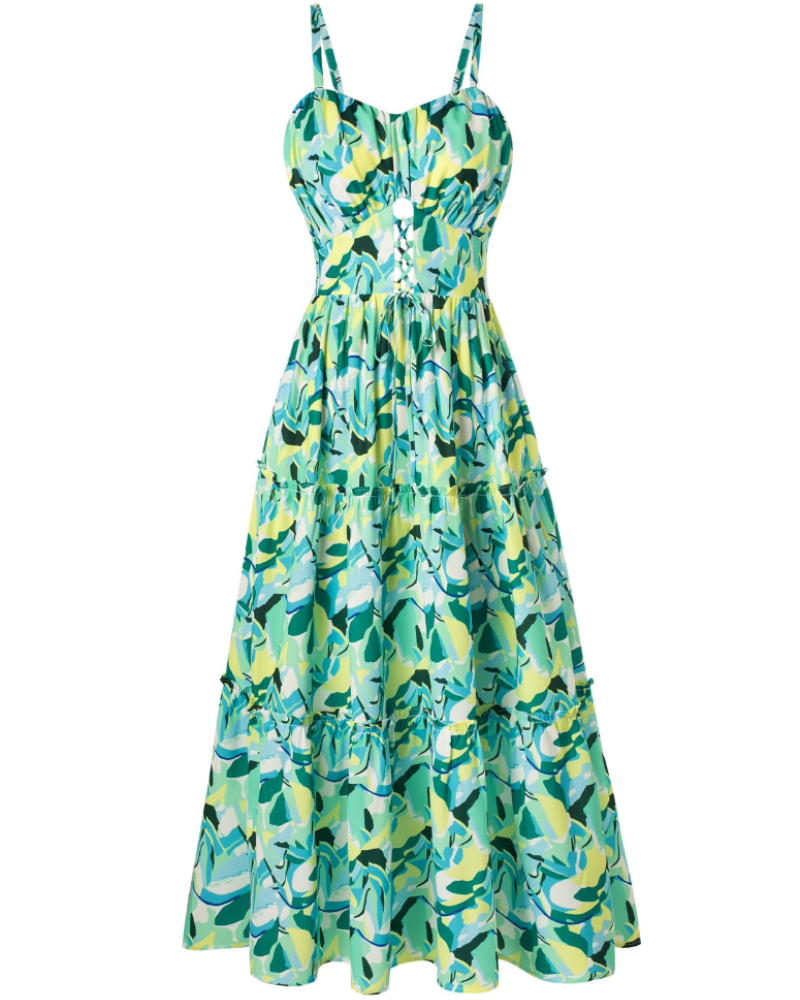 Kayla Robe Midi Femme Été – Florale Bretelles Réglables & Poches