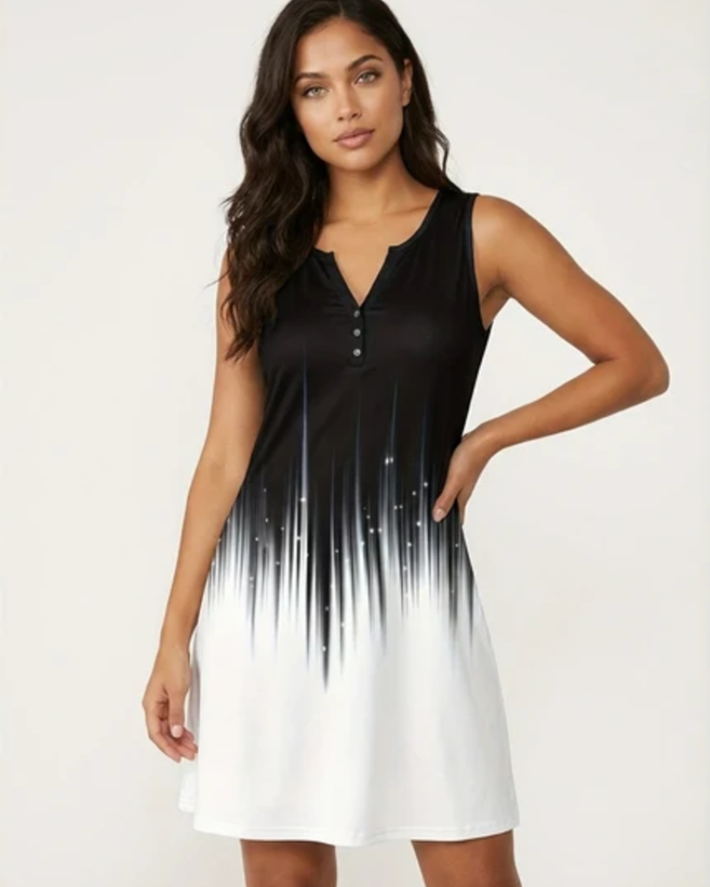 Vestido Celestine para mujer – Vestido sin mangas con estampado artístico, cuello en V, corte fluido y elegante
