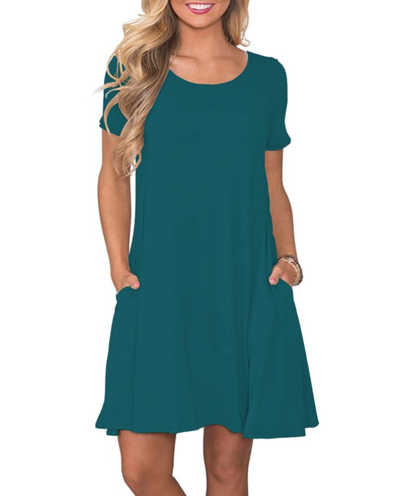 Mabel Robe T-Shirt Femme Été – Col Rond Manches Courtes & Poches