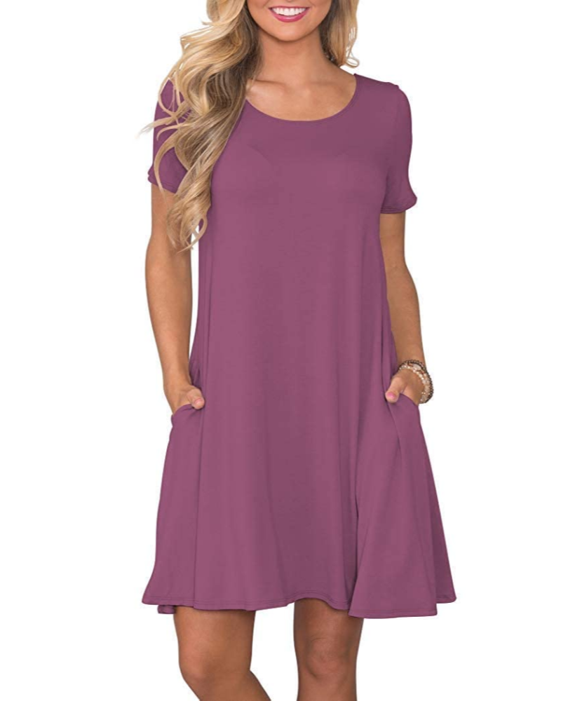Mabel Robe T-Shirt Femme Été – Col Rond Manches Courtes & Poches