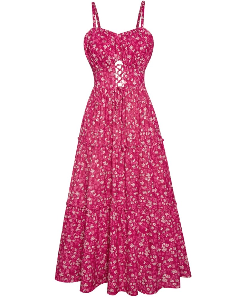 Kayla Robe Midi Femme Été – Florale Bretelles Réglables & Poches