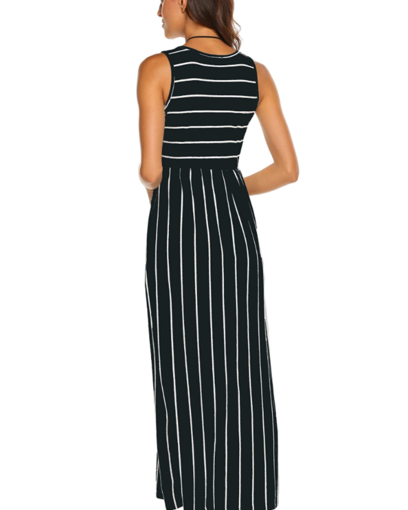 Lily Maxi Kjole til Kvinder Sommer – Boheme Tanktop med Elastisk Talje og Lommer