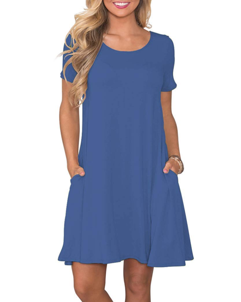 Mabel Robe T-Shirt Femme Été – Col Rond Manches Courtes & Poches